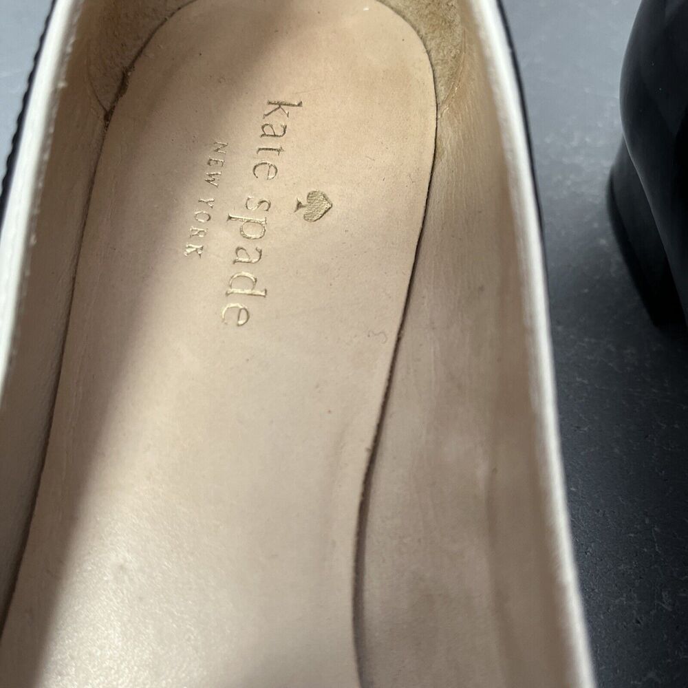 Kate Spade New York Anika Black Cream Nappa Leather Pointed Toe Pumps Shoe 7.5 - Picture 4 of 8
